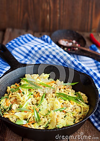 Stewed cabbage with pork Stock Photo