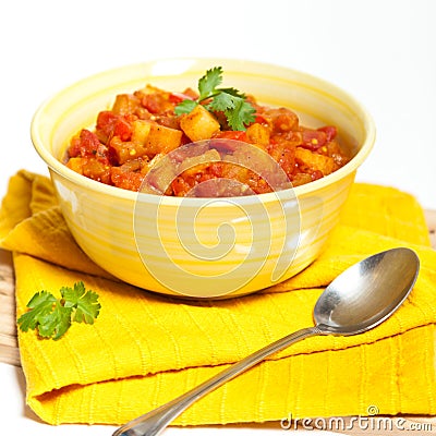 Stewed eggplant with tomato Stock Photo