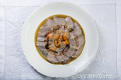 Stewed pork tongue Spanish style Stock Photo