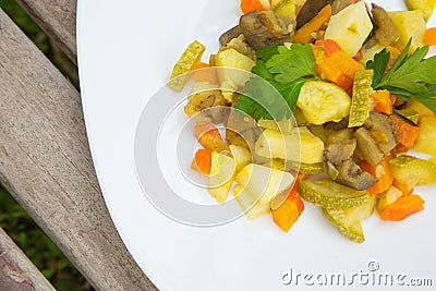 Stewed vegetables with curcuma Stock Photo