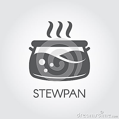 Stewpan black flat icon. Pot or cooking pan pictogram Vector Illustration