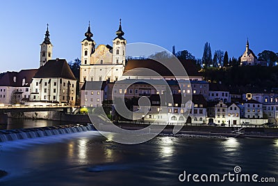 Steyr panorama with St. Michael's Church Stock Photo