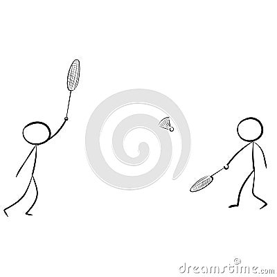 Stick Badminton cape game play icon vector Vector Illustration