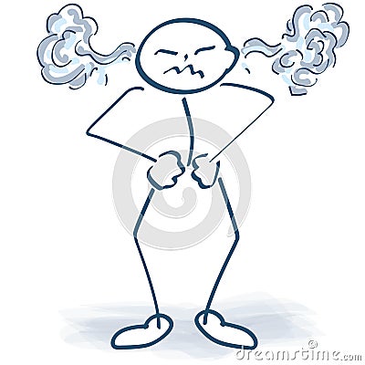 Stick figure with anger and smoke out of the ears Vector Illustration
