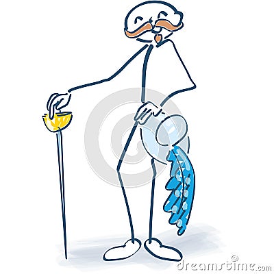 Stick figure as a musketeer with a epee Vector Illustration