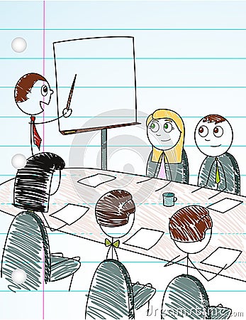 Stick Figure Business Meeting Vector Illustration