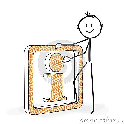 Stick Figure Cartoon - Stickman with an Information Icon. Stock Photo