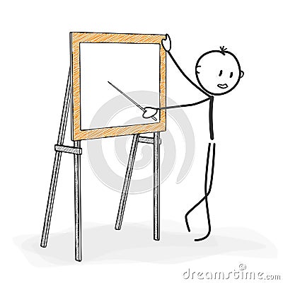 Stick Figure Cartoon - Stickman while Teaching in a Seminar. Stock Photo