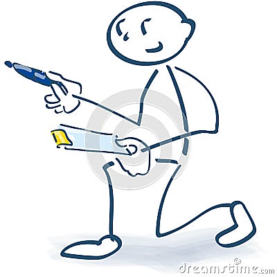 Stick figure with clipboard and check Vector Illustration