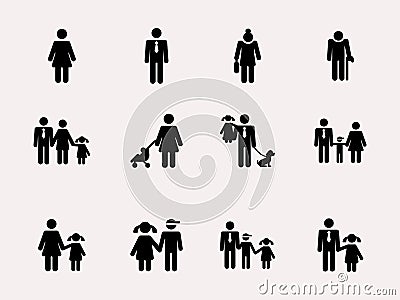 Stick figure. Family. Vector Vector Illustration