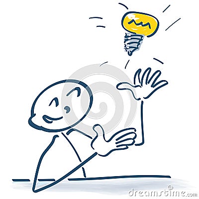 Stick figure with light bulb Vector Illustration