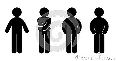 Stick figure man icon, isolated people stand Vector Illustration