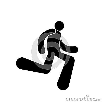 Stick figure man running, runner icon, isolated pictogram , vector illustration, run Vector Illustration