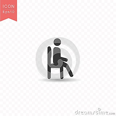 Stick figure a man sitting silhouette icon simple flat style vector illustration on transparent background Vector Illustration
