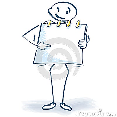 Stick figure with a note block Vector Illustration