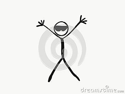 Stick figure with officer style Cartoon Illustration