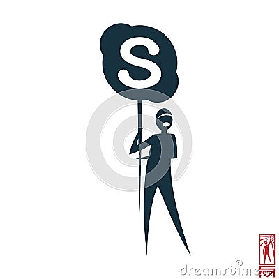 Stick figure skype Vector Illustration