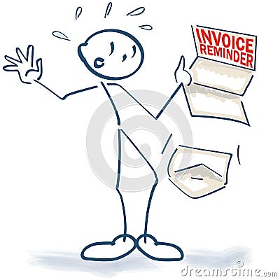 Stick figure with a sudden invoice reminder Vector Illustration