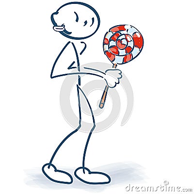 Stick figure with a sweet lollipop Vector Illustration