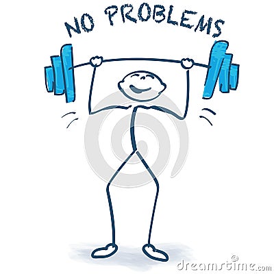 Stick figure with weight lifting and no problems Vector Illustration