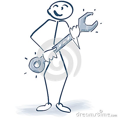 Stick figure with a wrench Vector Illustration