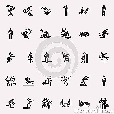 Stick figures incidents and accidents Vector Illustration