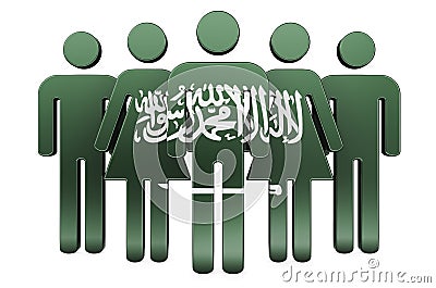 Stick figures with Saudi Arabian flag. Social community and citizens of Saudi Arabia, 3D rendering Stock Photo