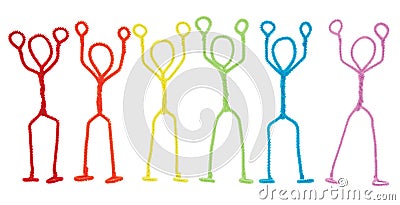 Stick figures stickup - arms raised overhead Stock Photo