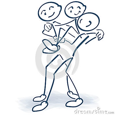 Stick figures wearing a member Vector Illustration