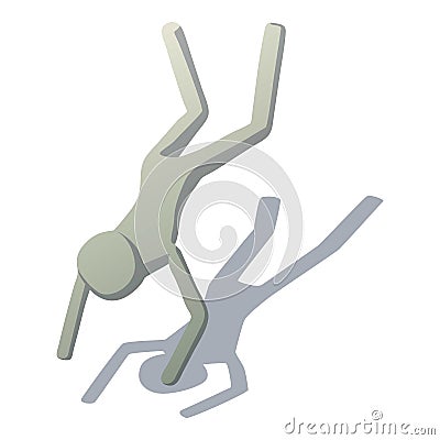 Stick man falling icon, isometric style Vector Illustration