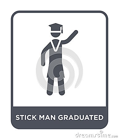 stick man graduated icon in trendy design style. stick man graduated icon isolated on white background. stick man graduated vector Vector Illustration