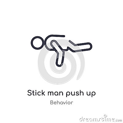 stick man push up outline icon. isolated line vector illustration from behavior collection. editable thin stroke stick man push up Vector Illustration