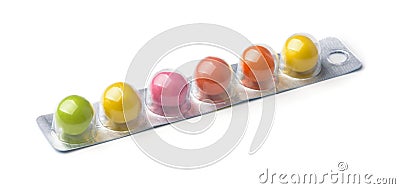 Stick pack of colorful chewing gum balls Stock Photo