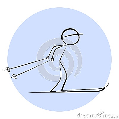 Stick Skier vector icon Vector Illustration