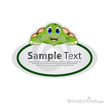 Sticker with animal design - turtle Vector Illustration