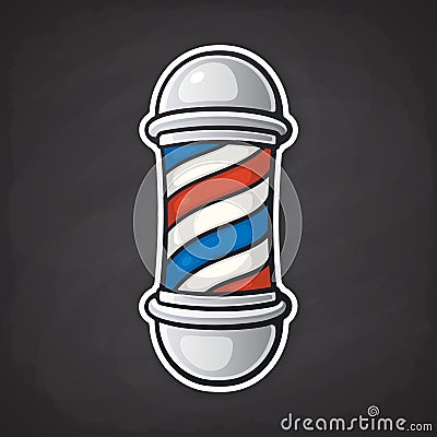 Sticker of barber pole Vector Illustration