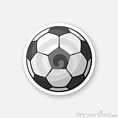 Sticker black and white soccer ball Vector Illustration