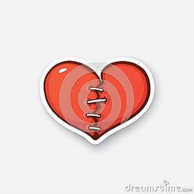 Sticker broken heart Vector Illustration