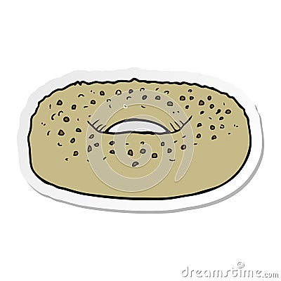 sticker of a cartoon bagel Vector Illustration