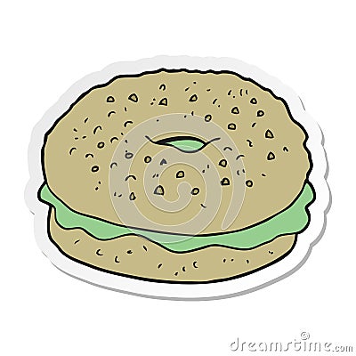 sticker of a cartoon bagel Vector Illustration