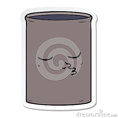 sticker of a cartoon barrel of oil Vector Illustration