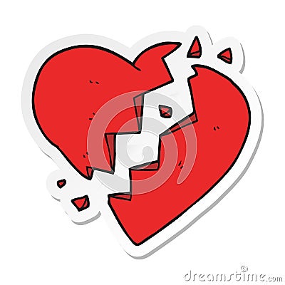 sticker of a cartoon broken heart Vector Illustration