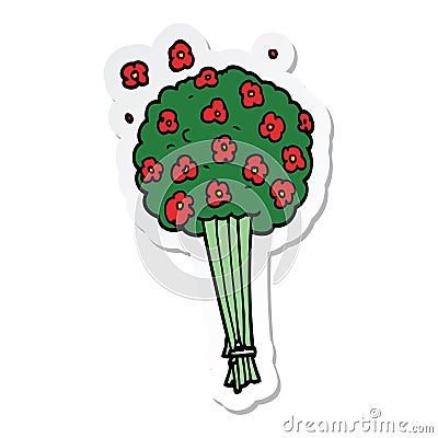 sticker of a cartoon bunch of flowers Vector Illustration