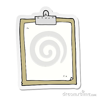 sticker of a cartoon clipboard Vector Illustration