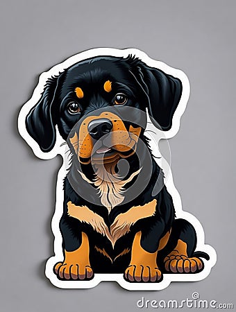 sticker cartoon cute Rottweiler white background Ver Stock Photo