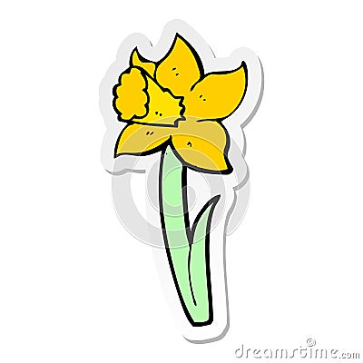 sticker of a cartoon daffodil Vector Illustration