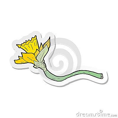 sticker of a cartoon daffodil flower Vector Illustration