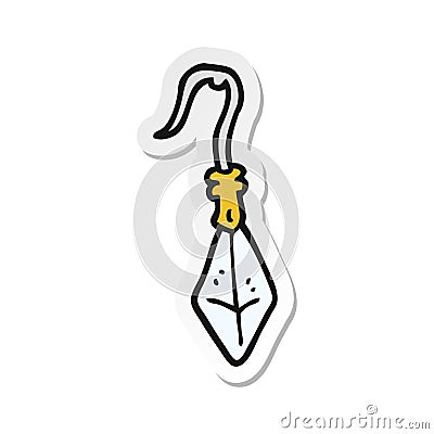 sticker of a cartoon diamond earring Vector Illustration
