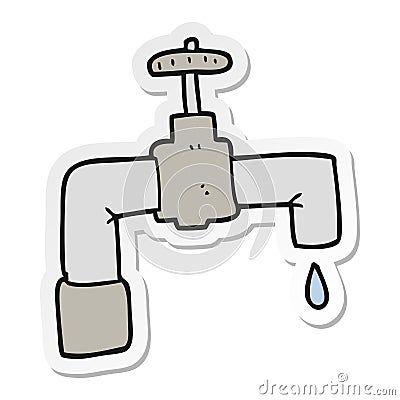 sticker of a cartoon dripping faucet Vector Illustration