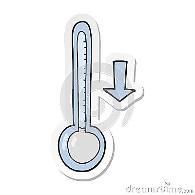 sticker of a cartoon dropping temperature Vector Illustration